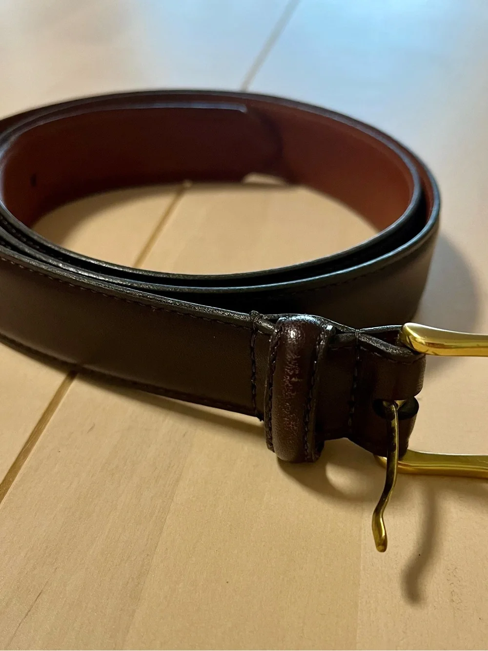 Coach Men's Dark Brown Leather Belt with Brass Buckle Sz40 Burnished Cowhide